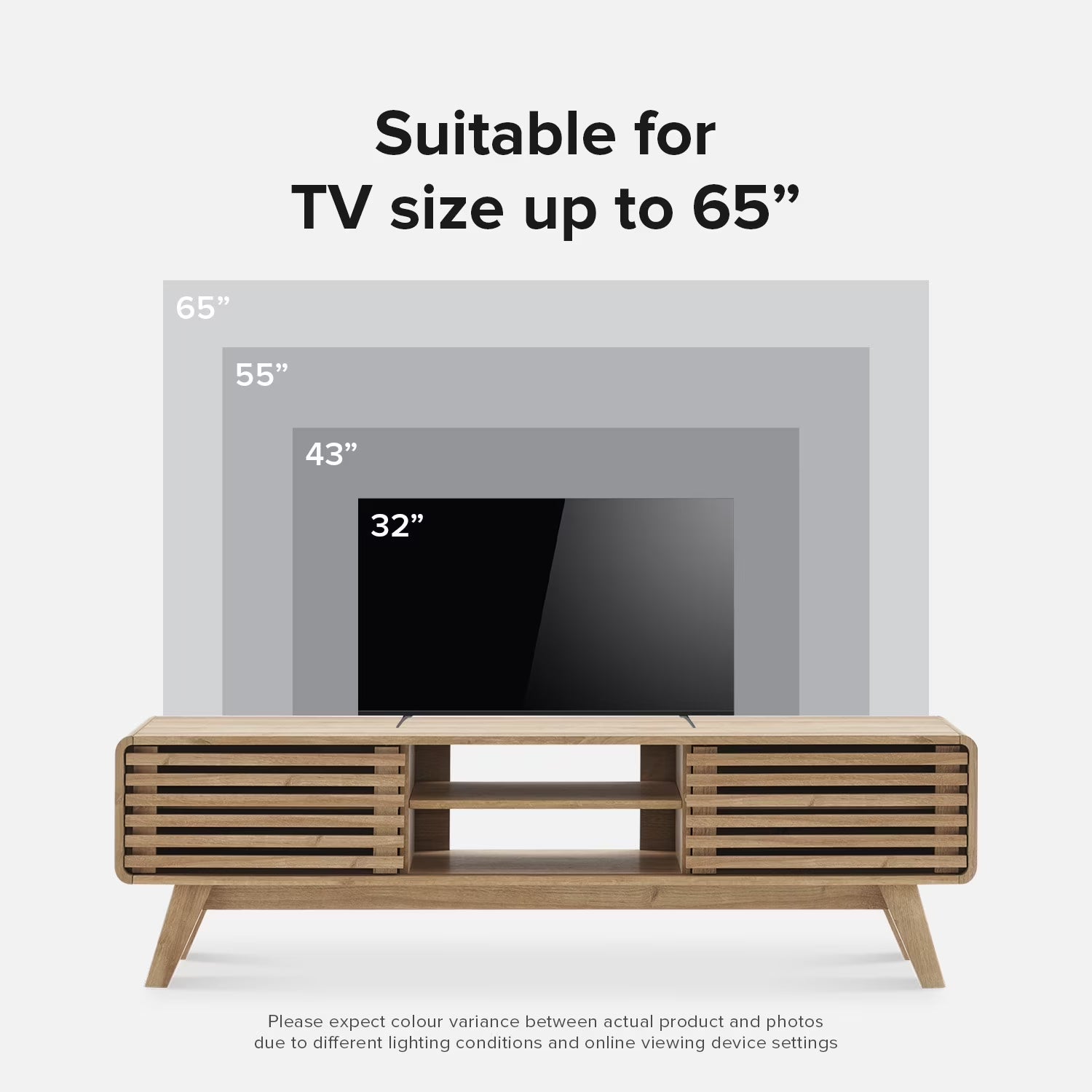 Ensley 59" Low Mid-Century Modern TV Stand Console for TV under 70", Oak