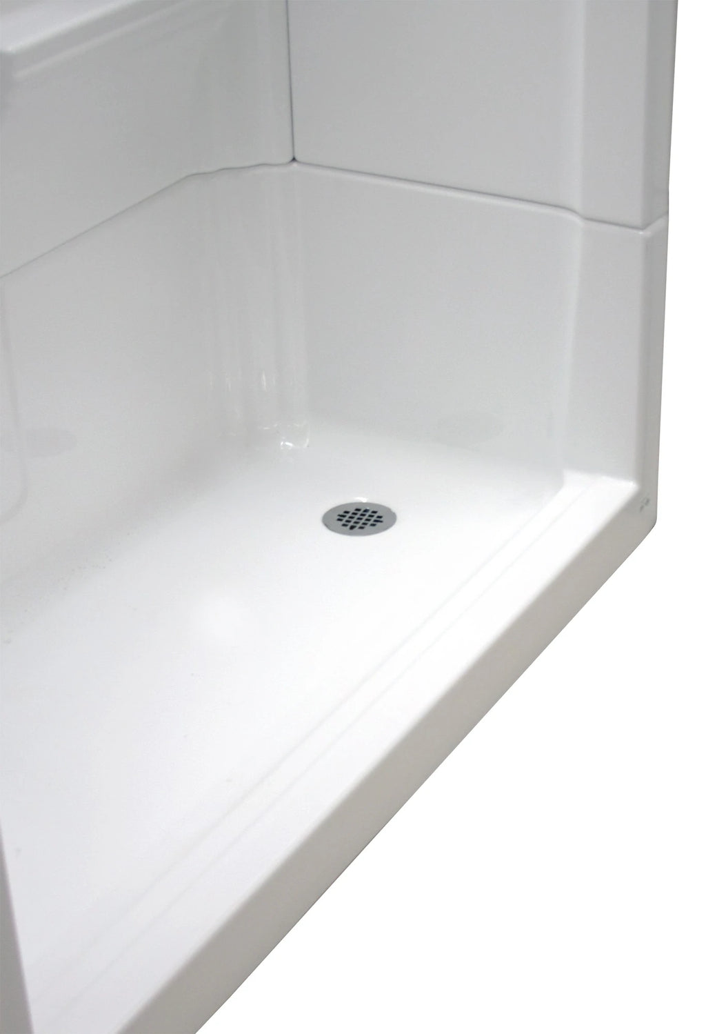 Almedia 4 -Piece 30-In W X 60-In L X 74-In H Rectangle Alcove Shower Kit ( Right Drain) with Integrated Seat Base and Wall Drain and Brushed Stainless Steel Hardware Included
