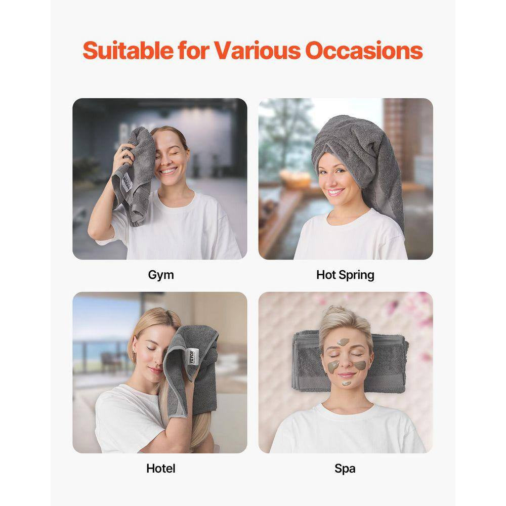 6-Piece Towel Set 600 GSM 100% Cotton Towels for Bathroom 2 Bath Towels 2 Hand Towels and 2 Washcloths (Gray)