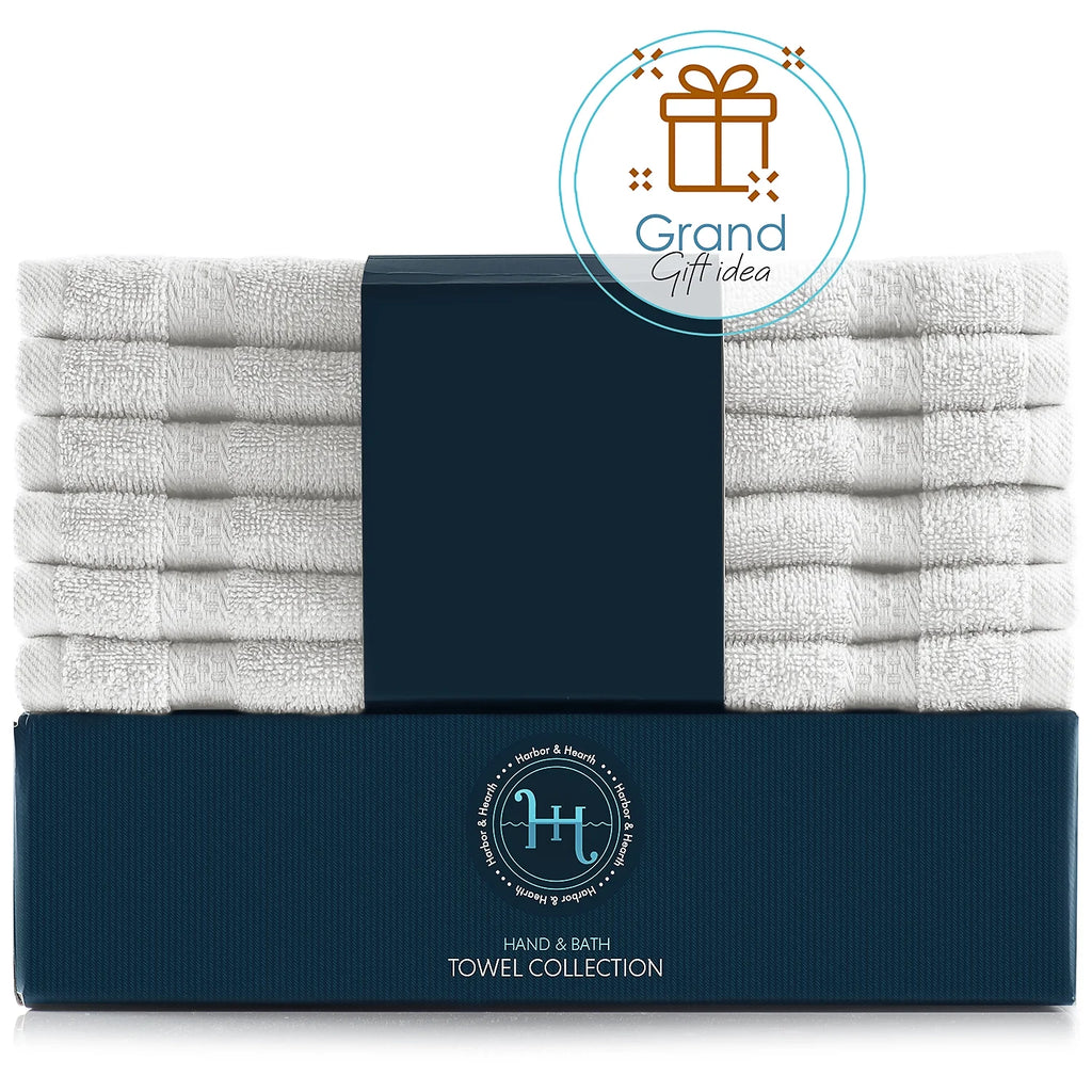 Bath Towel Collection, 100% Cotton Luxury Set of 12 Multipurpose Wash Cloths - White