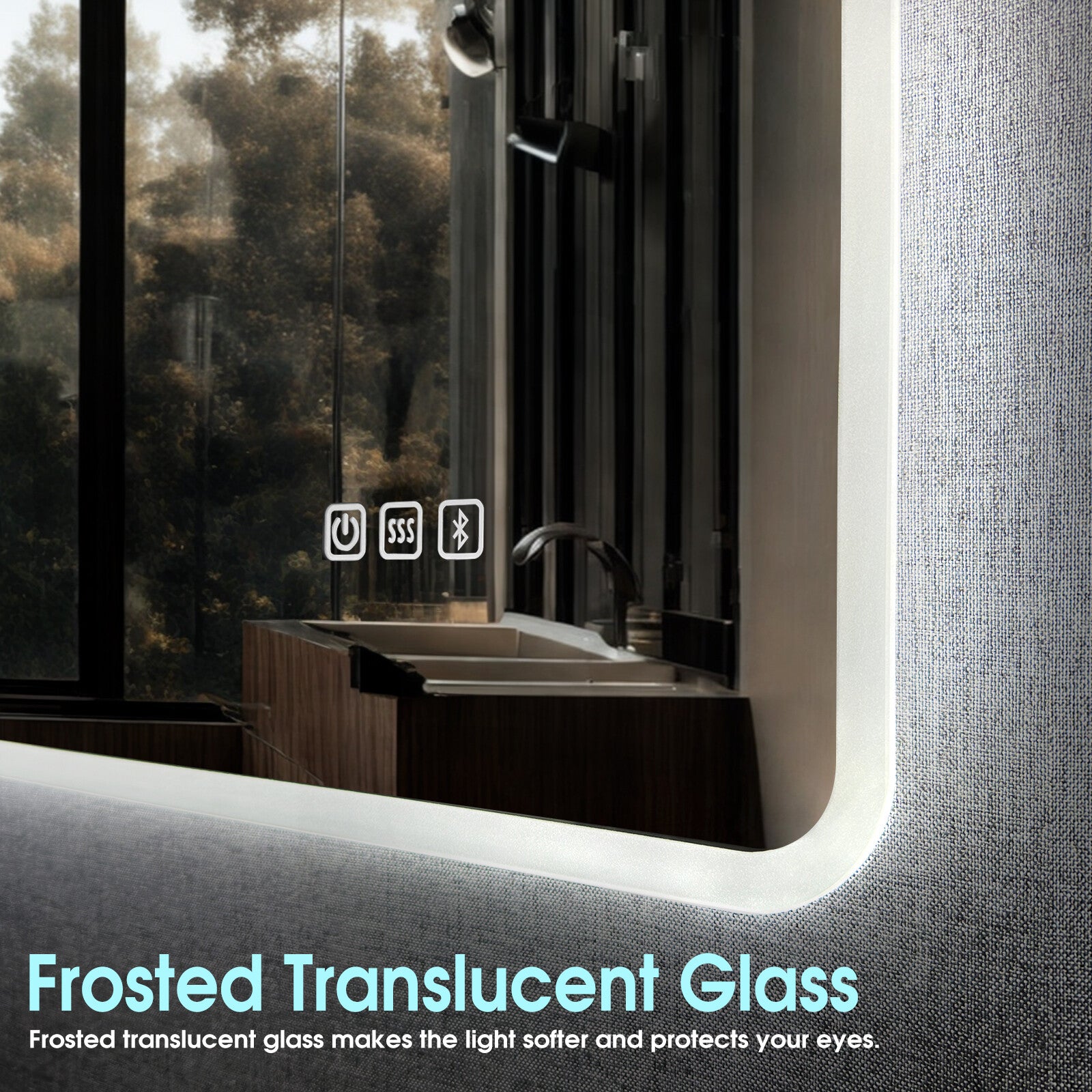 LED Bathroom Mirror 28X36 Inch Anti-Fog Dimmable Bluetooth Backlit 3 Color