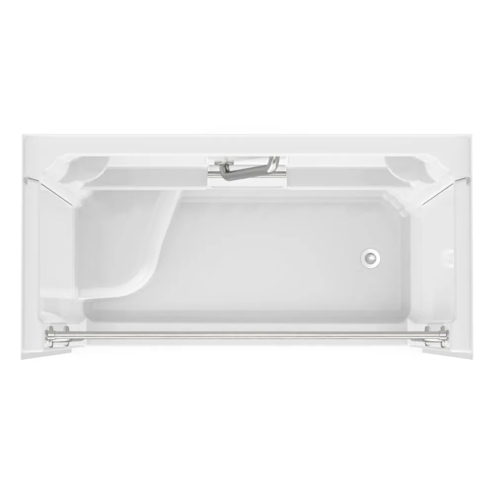 Almedia 4 -Piece 30-In W X 60-In L X 74-In H Rectangle Alcove Shower Kit ( Right Drain) with Integrated Seat Base and Wall Drain and Brushed Stainless Steel Hardware Included