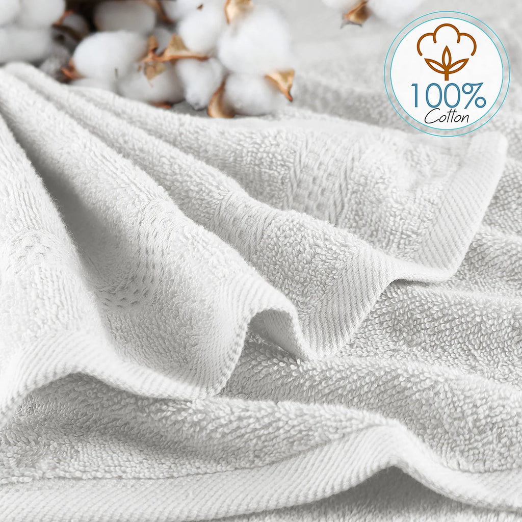 Bath Towel Collection, 100% Cotton Luxury Set of 12 Multipurpose Wash Cloths - White