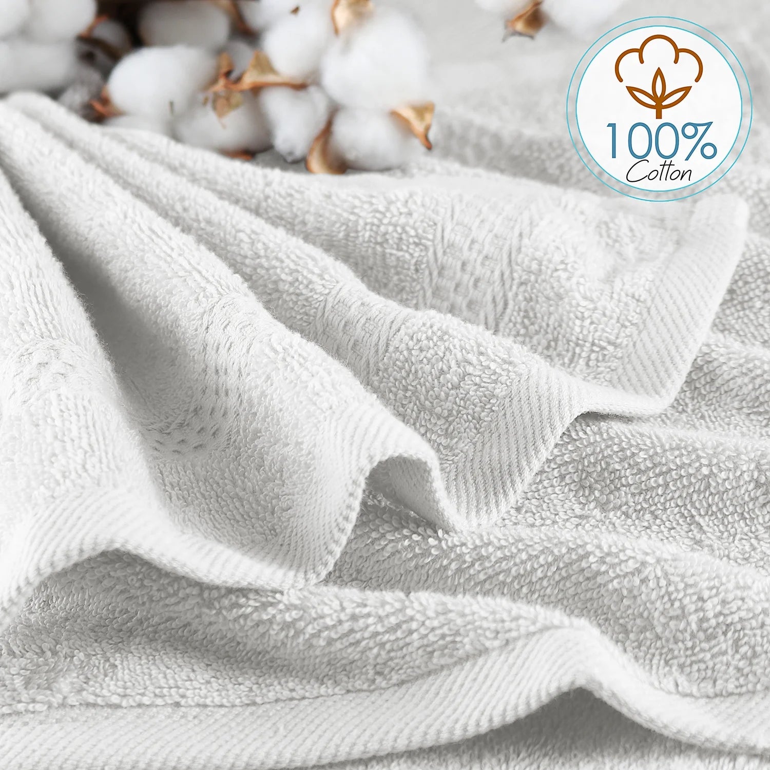 Bath Towel Collection, 100% Cotton Luxury Set of 12 Multipurpose Wash Cloths - White