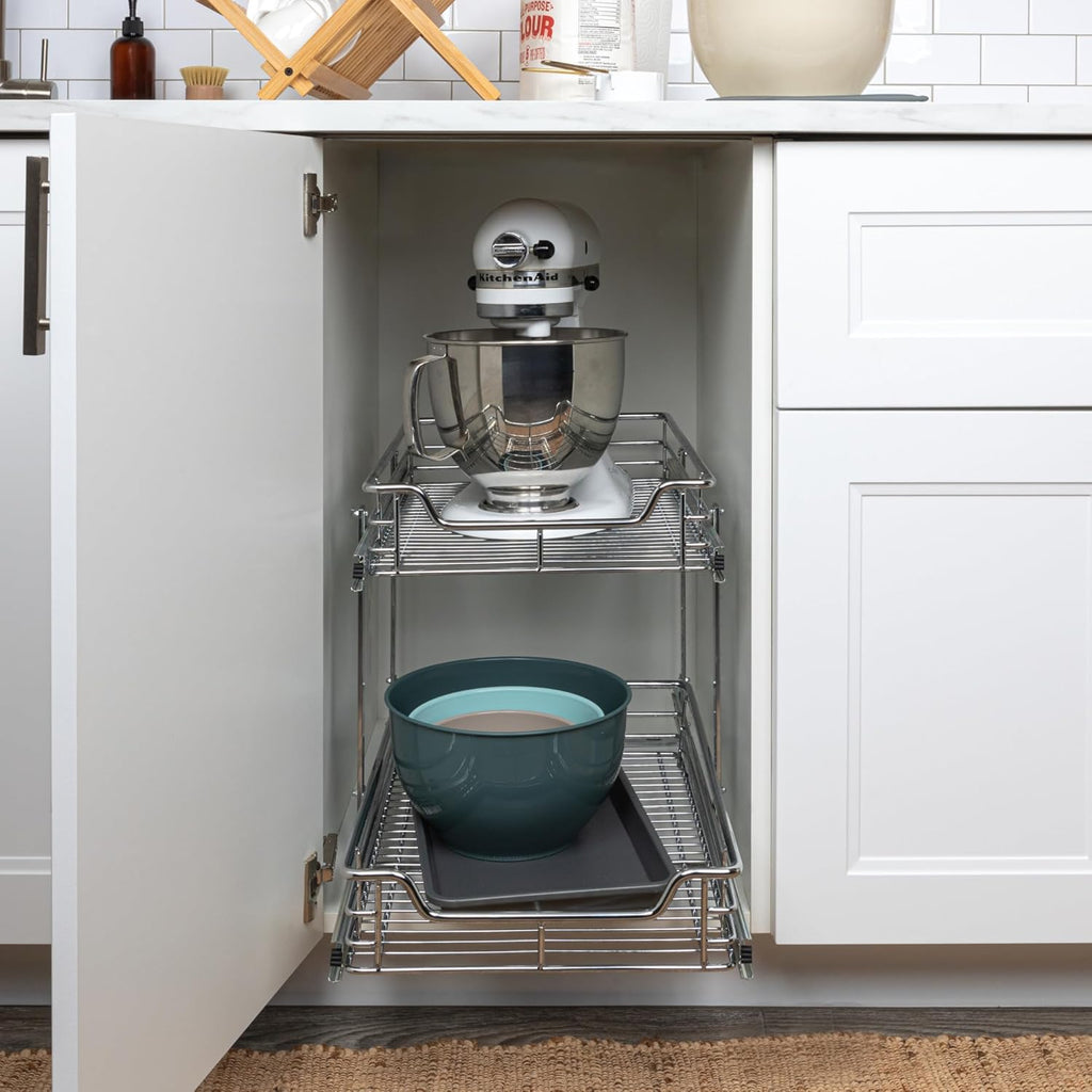 Chrome-Plated Steel Dual-Tier Slide-Out Organizer