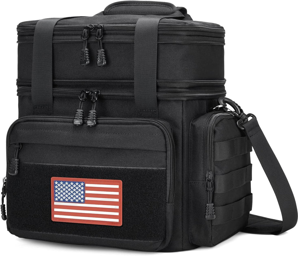 Tactical Lunch Box for Men, Insulated Lunch Bag Adult, Thermal Lunchbox Leakproof Waterproof Cooler Bag, Large Lunch Pail for Work Office Camping Travel (Black)