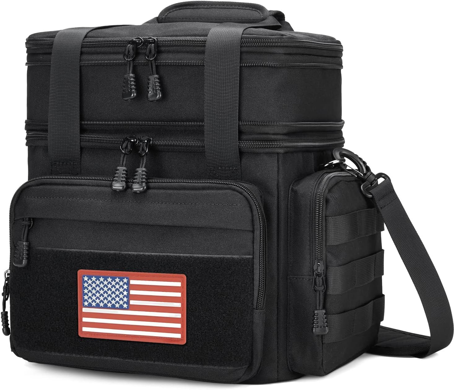 Tactical Lunch Box for Men, Insulated Lunch Bag Adult, Thermal Lunchbox Leakproof Waterproof Cooler Bag, Large Lunch Pail for Work Office Camping Travel (Black)