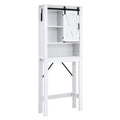 3-Tier Wodden Bathroom Cabinet with Sliding Barn Door and 3-Position Adjustable Shelves