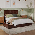 Madison Walnut Brown Solid Wood Frame Queen Platform Bed with Matching Footboard and Storage Drawers