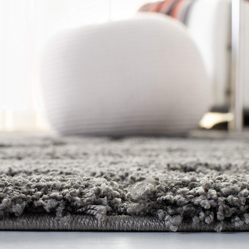 Florida Shag Collection Area Rug - 6'7" Square, Grey, Scroll Design, Non-Shedding & Easy to Clean, High-Low Plush Pile, Ideal for Living Room, Bedroom, Dining Space (SG455-8013)