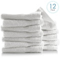 Bath Towel Collection, 100% Cotton Luxury Set of 12 Multipurpose Wash Cloths - White