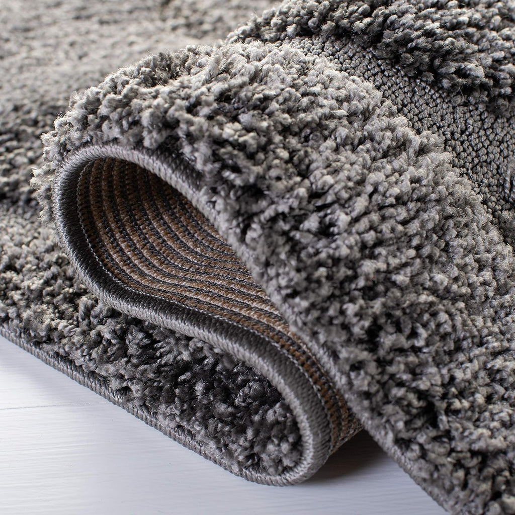 Florida Shag Collection Area Rug - 6'7" Square, Grey, Scroll Design, Non-Shedding & Easy to Clean, High-Low Plush Pile, Ideal for Living Room, Bedroom, Dining Space (SG455-8013)