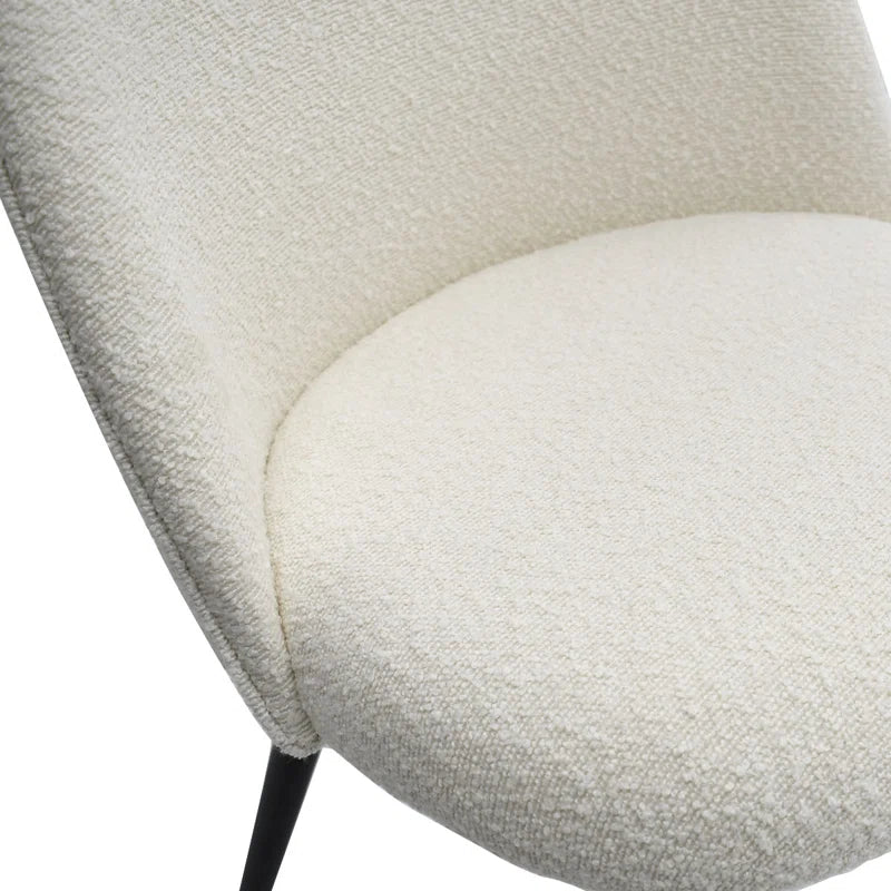 Bende Boucle Upholstered Dining Chairs with Curved Back & Black Metal Legs
