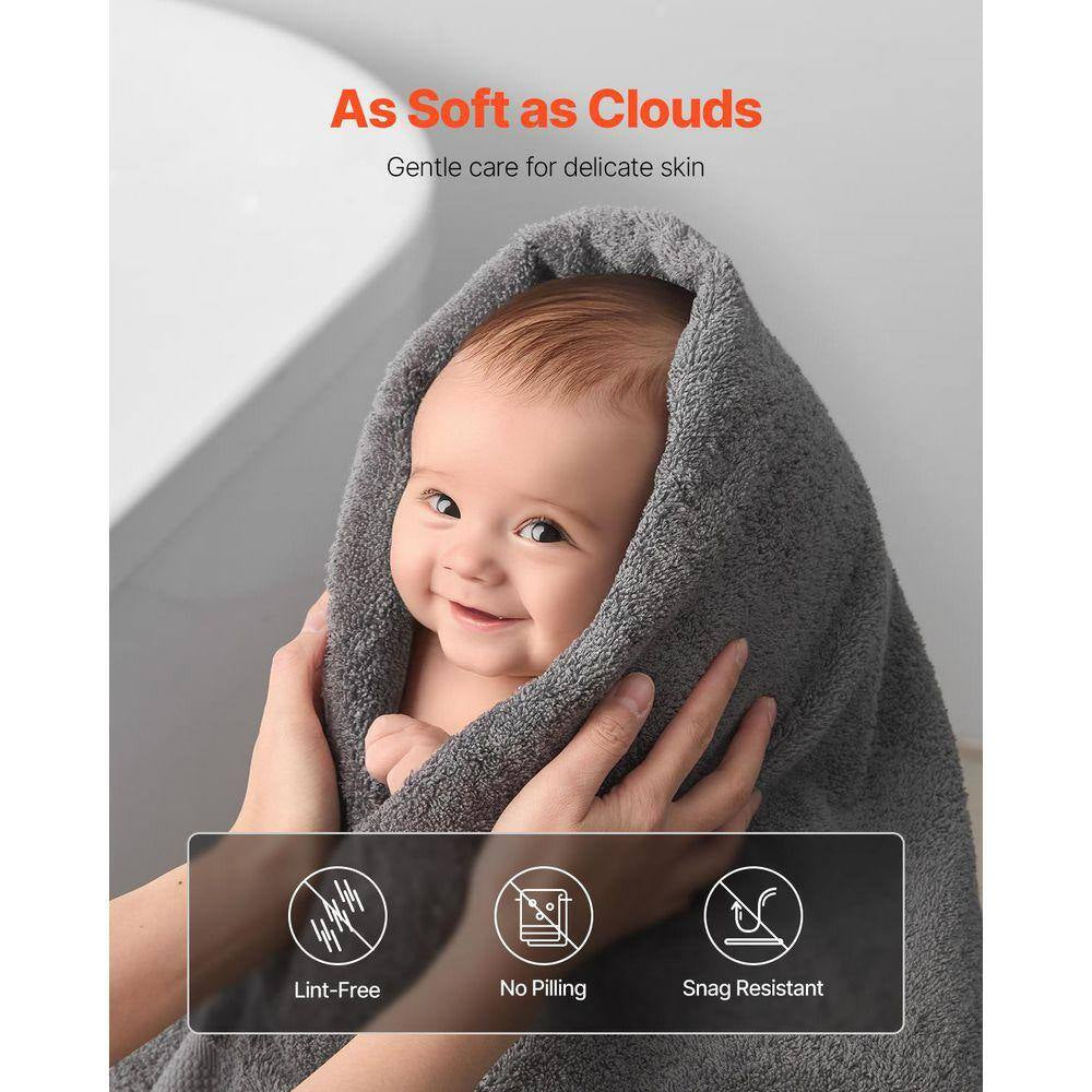 6-Piece Towel Set 600 GSM 100% Cotton Towels for Bathroom 2 Bath Towels 2 Hand Towels and 2 Washcloths (Gray)