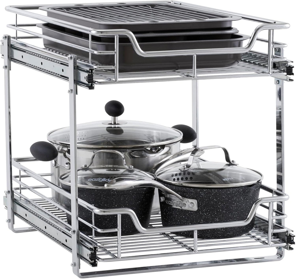 Chrome-Plated Steel Dual-Tier Slide-Out Organizer
