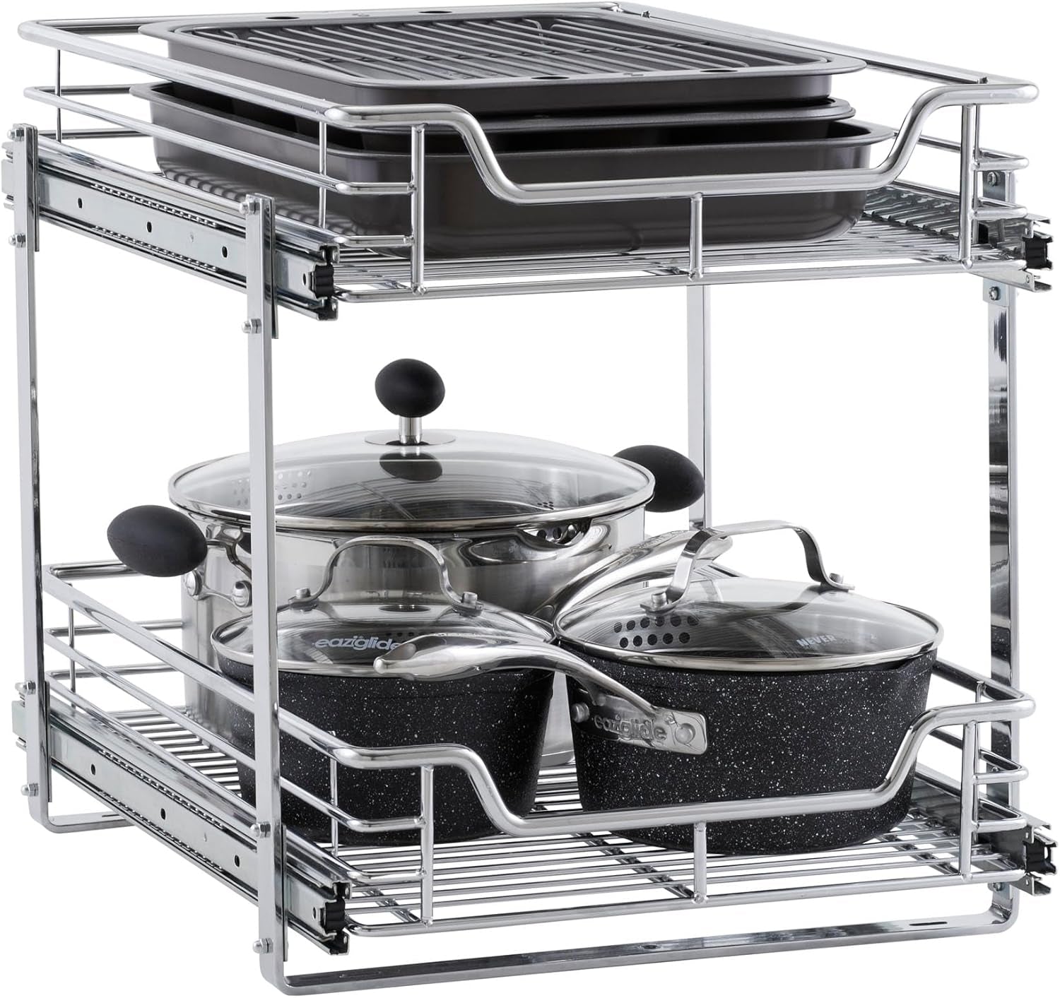 Chrome-Plated Steel Dual-Tier Slide-Out Organizer
