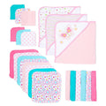 Bath Hooded Towels & Washcloths Set for Babies, 23-Piece Gift Set, White Butterfly