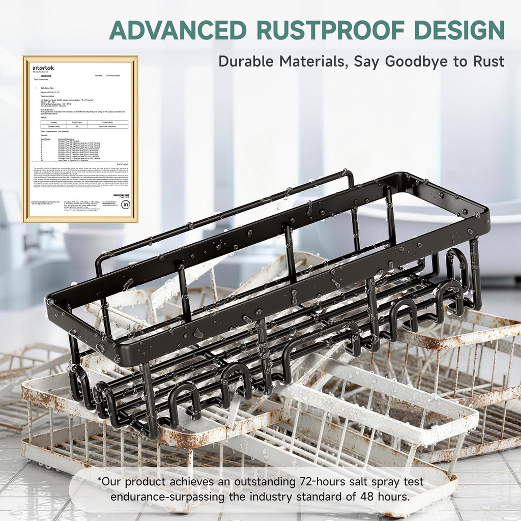 Shower Caddy 6-Pack, Advanced Rustproof Design, No Drilling Adhesive Shelves, Rack with Soap Holder, Large Capacity Bathroom Organizers and Storage, Wall-Mounted Kitchen & Home Decor