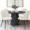 Bende Boucle Upholstered Dining Chairs with Curved Back & Black Metal Legs
