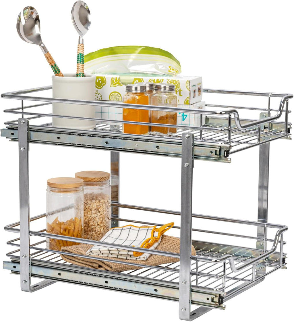 Chrome-Plated Steel Dual-Tier Slide-Out Organizer
