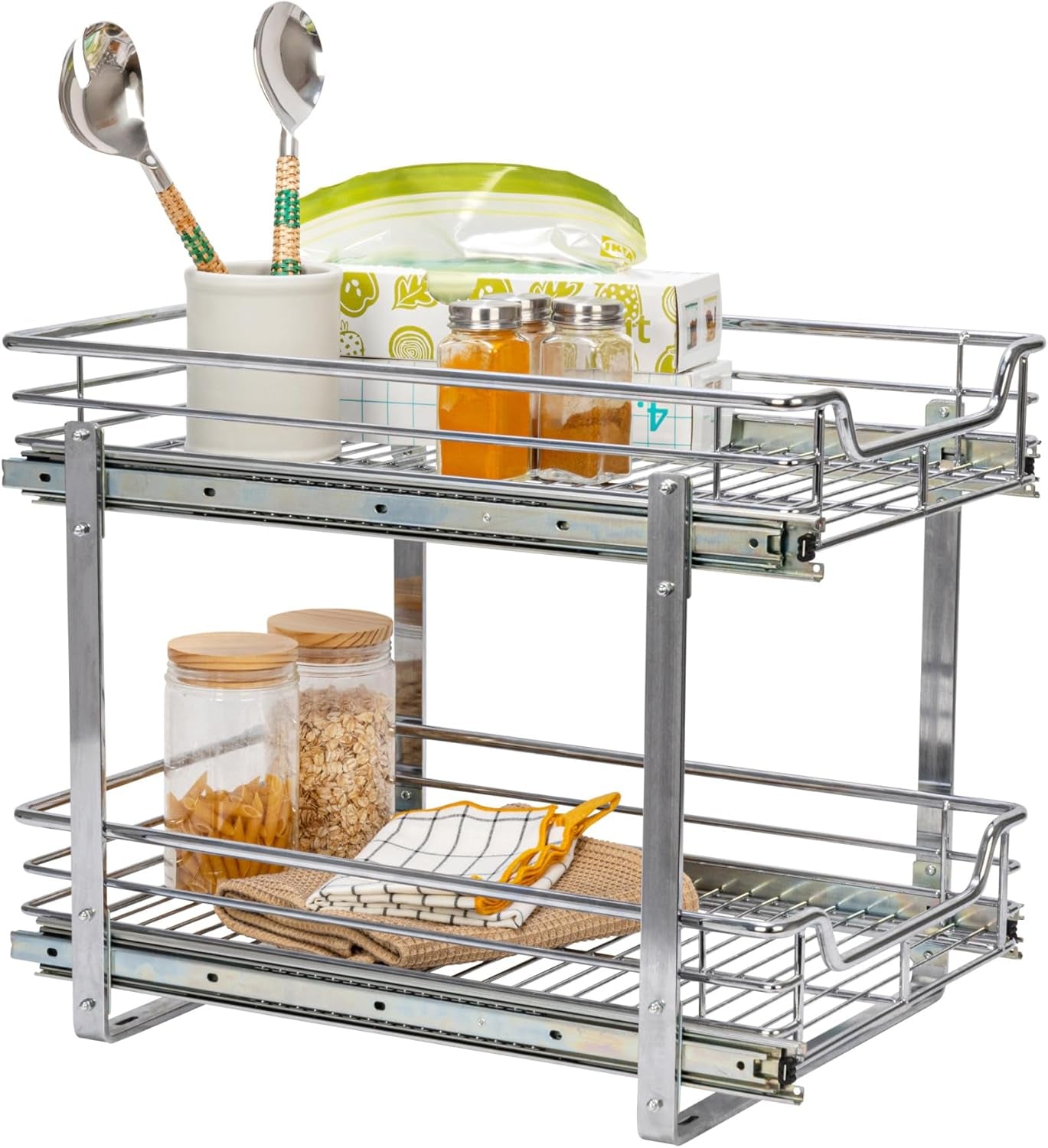 Chrome-Plated Steel Dual-Tier Slide-Out Organizer