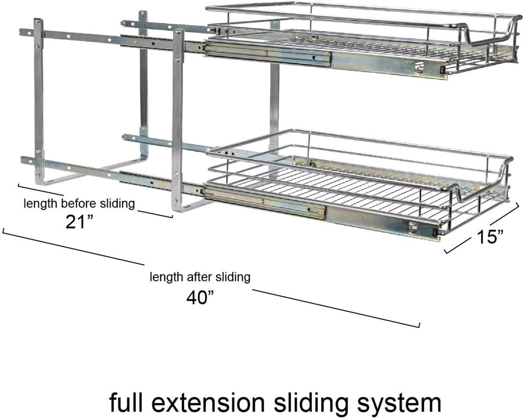 Chrome-Plated Steel Dual-Tier Slide-Out Organizer
