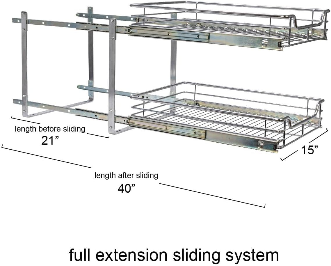Chrome-Plated Steel Dual-Tier Slide-Out Organizer