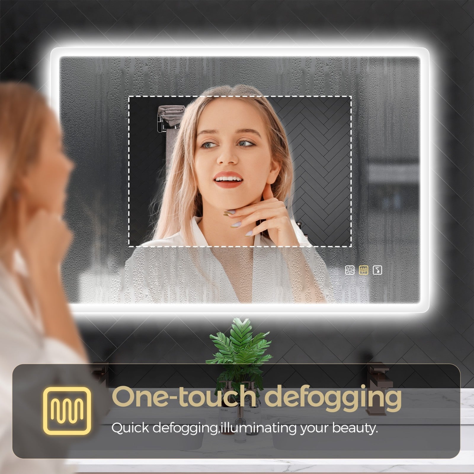 LED Bathroom Mirror 28X36 Inch Anti-Fog Dimmable Bluetooth Backlit 3 Color