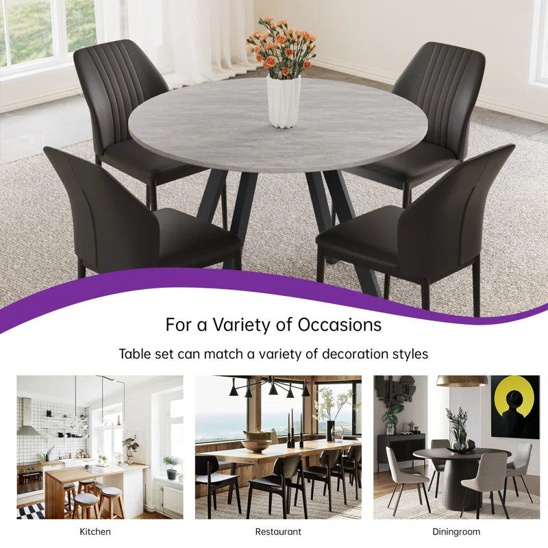 Siefert 35.4'' round Dining Table Set, Kitchen Dining Table and 4 Dining Chairs