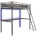 HQ Twin Gaming Bunk Bed with Built-In Shelving and LED Lighting, Black