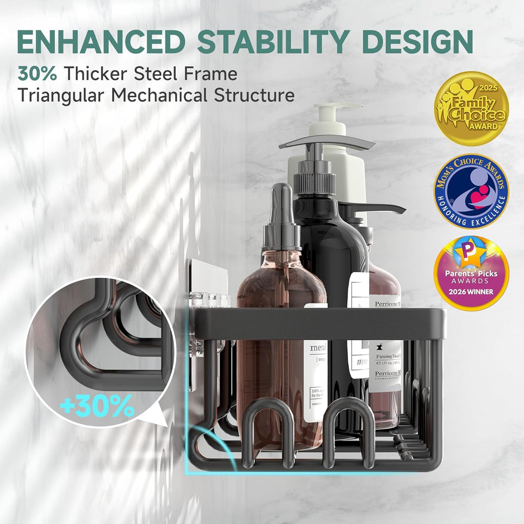 Shower Caddy 6-Pack, Advanced Rustproof Design, No Drilling Adhesive Shelves, Rack with Soap Holder, Large Capacity Bathroom Organizers and Storage, Wall-Mounted Kitchen & Home Decor