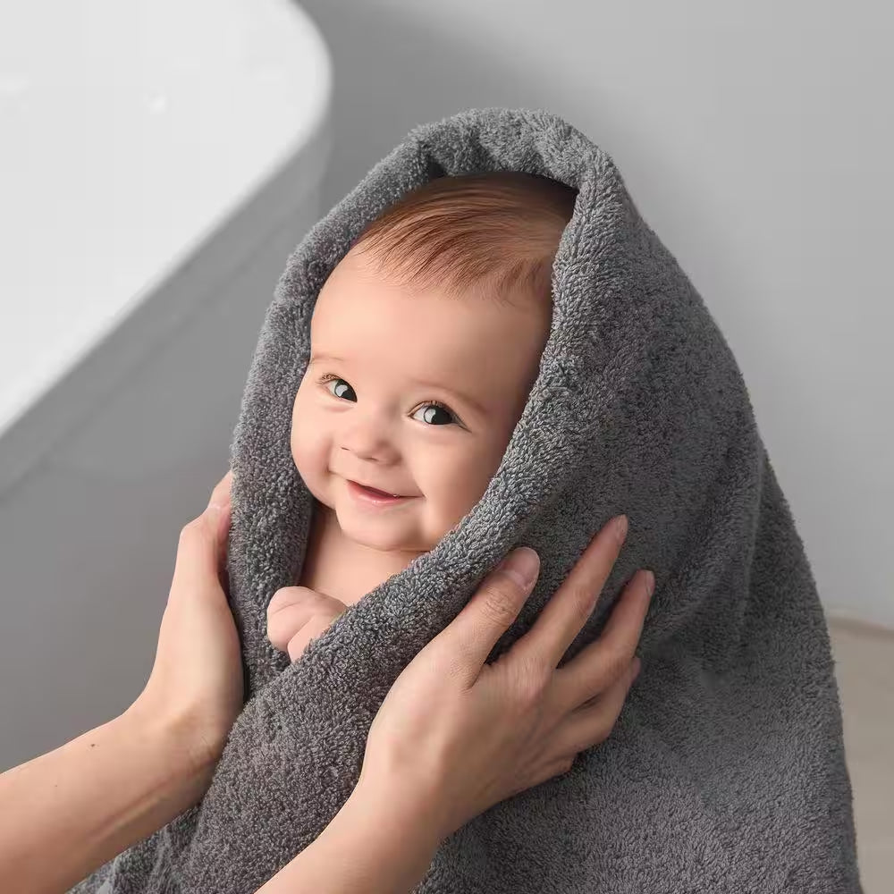 6-Piece Towel Set 600 GSM 100% Cotton Towels for Bathroom 2 Bath Towels 2 Hand Towels and 2 Washcloths (Gray)