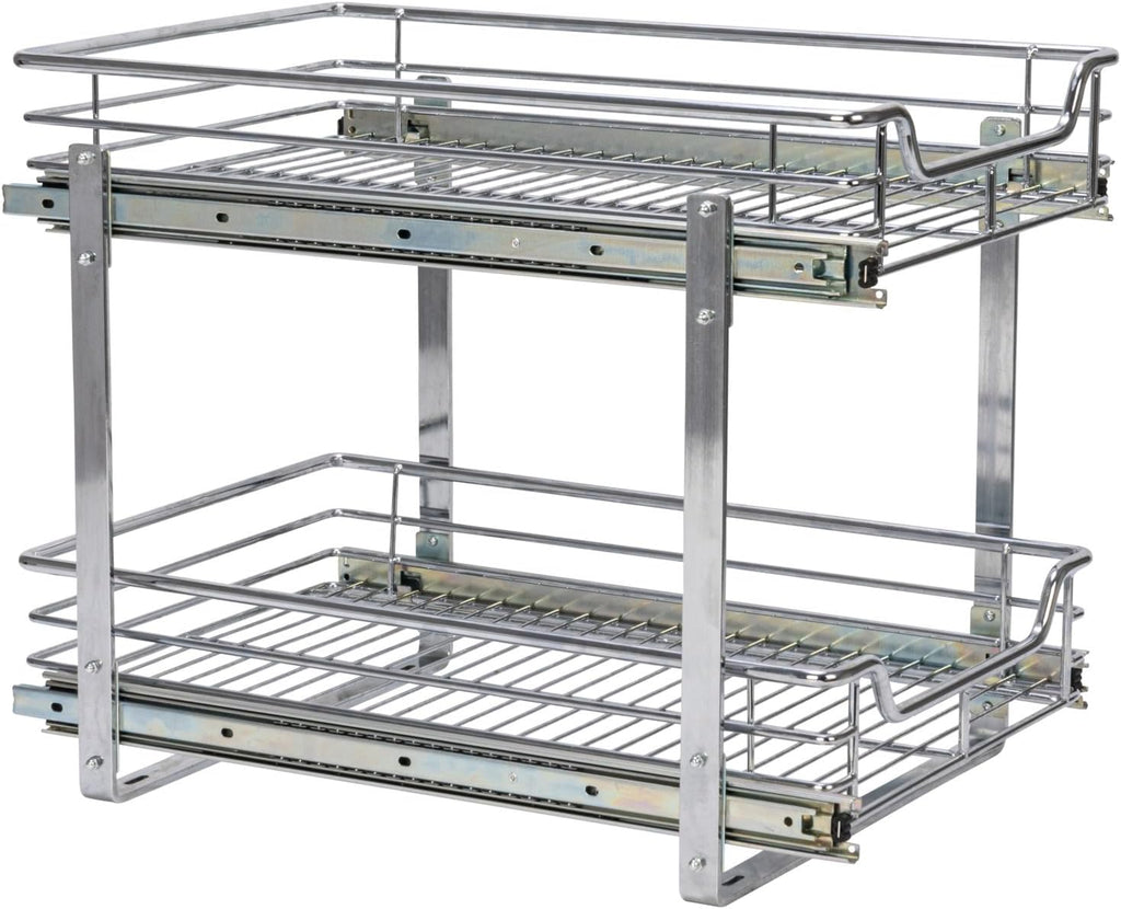 Chrome-Plated Steel Dual-Tier Slide-Out Organizer