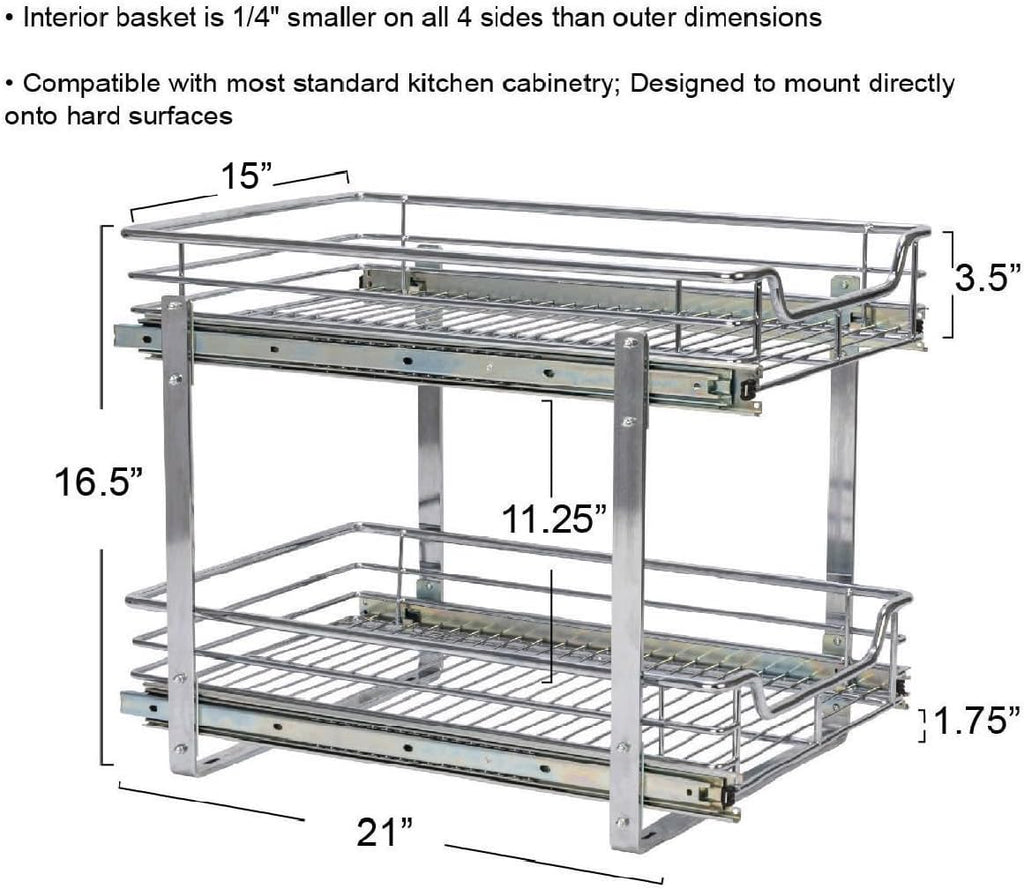 Chrome-Plated Steel Dual-Tier Slide-Out Organizer