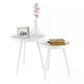 Round Wood End Tables, 21.5 in White Mid-Century Modern Nesting Side Tables, Accent Table Set with Tray Tops (Set of 2 )