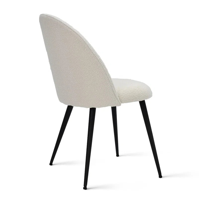 Bende Boucle Upholstered Dining Chairs with Curved Back & Black Metal Legs